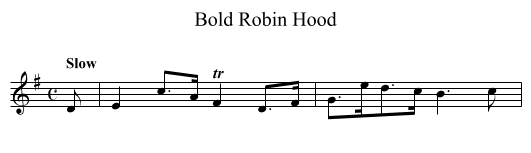 Bold Robin Hood - staff notation