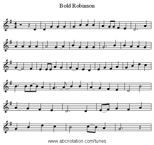 Bold Robinson - staff notation