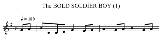 BOLD SOLDIER BOY (1), The - staff notation