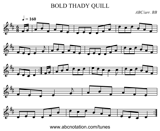 BOLD THADY QUILL - staff notation