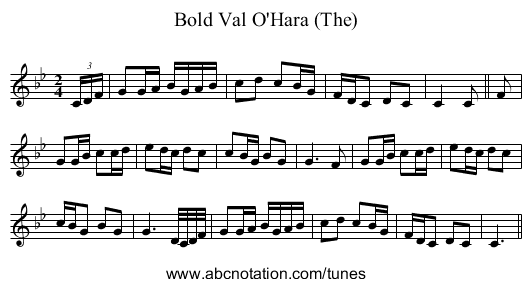 Bold Val O'Hara (The) - staff notation