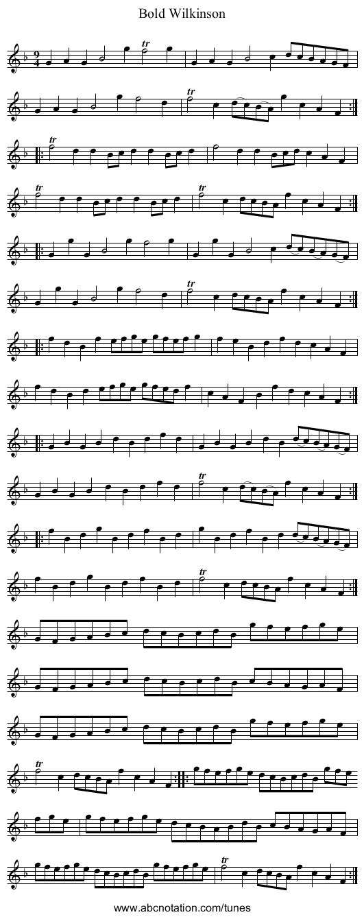 Bold Wilkinson - staff notation