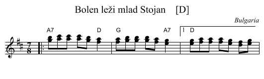 Bolen le&zcaron;i mlad Stojan    [D] - staff notation