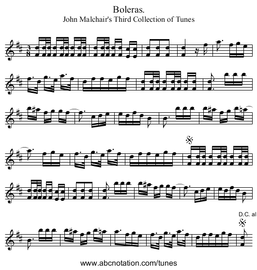 Boleras. - staff notation