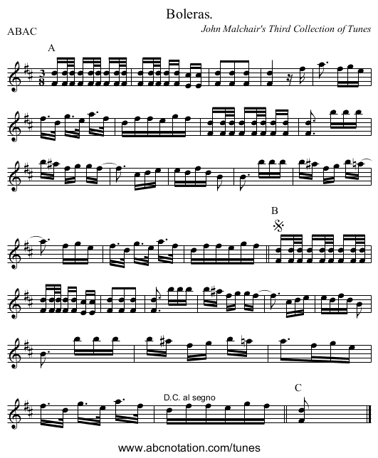 Boleras. - staff notation