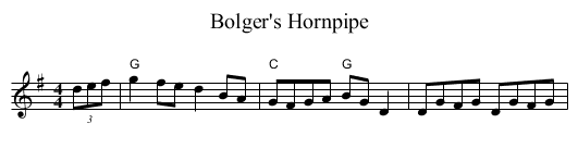 Bolger's Hornpipe - staff notation