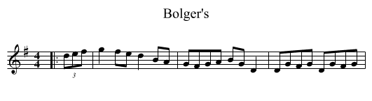 Bolger's - staff notation