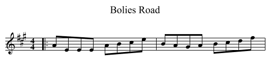 Bolies Road - staff notation