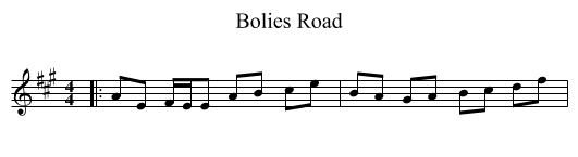 Bolies Road - staff notation