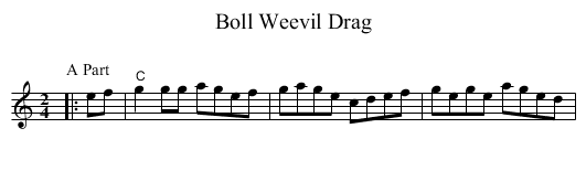 Boll Weevil Drag - staff notation