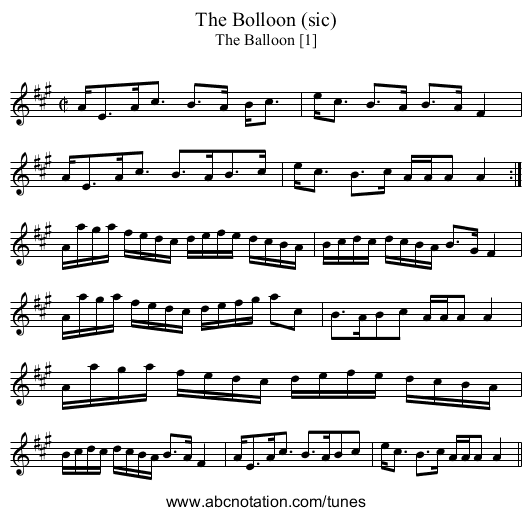 Bolloon (sic), The - staff notation