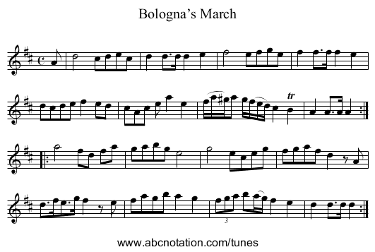 Bologna’s March - staff notation