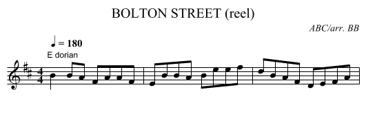 BOLTON STREET (reel) - staff notation
