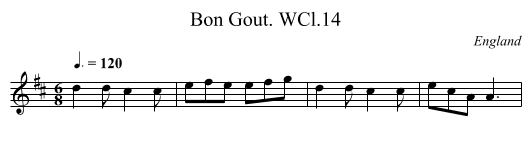 Bon Gout. WCl.14 - staff notation