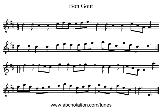 Bon Gout - staff notation