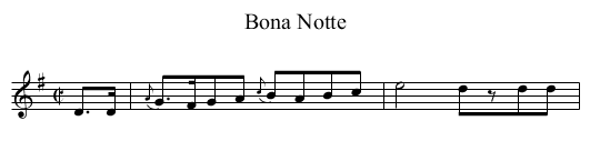 Bona Notte - staff notation