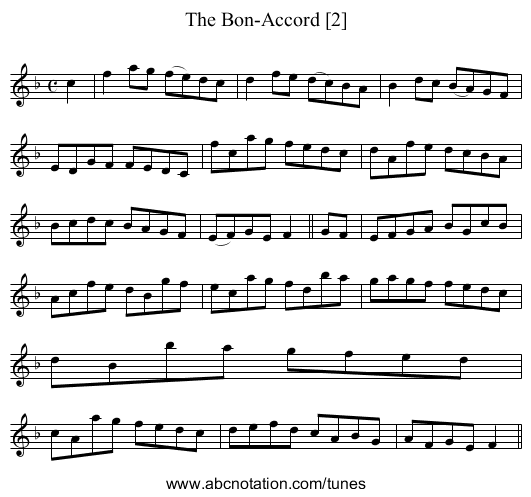 Bon-Accord [2], The - staff notation