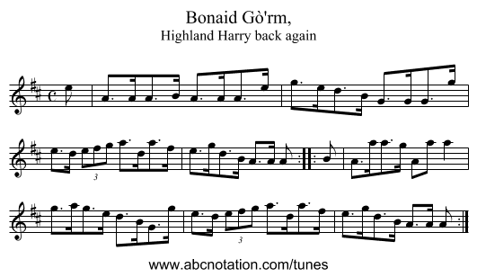 Bonaid Gò'rm, - staff notation