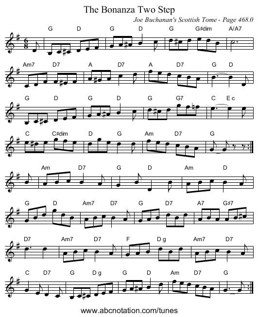 Bonanza Two Step, The - staff notation
