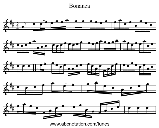 Bonanza - staff notation