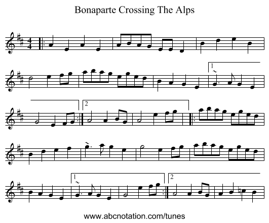 Bonaparte Crossing The Alps - staff notation