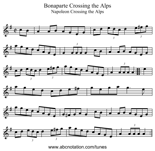 Bonaparte Crossing the Alps - staff notation