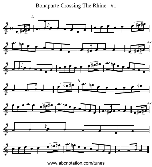 Bonaparte Crossing The Rhine   #1 - staff notation