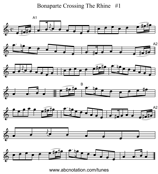 Bonaparte Crossing The Rhine #1 - staff notation