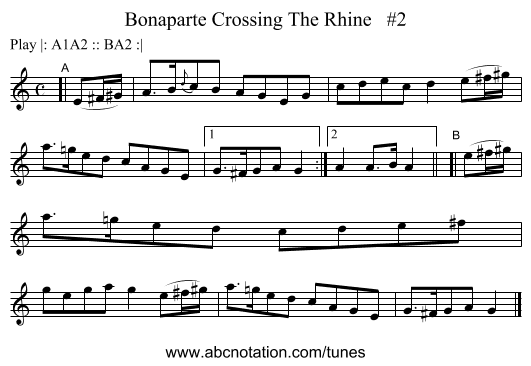 Bonaparte Crossing The Rhine   #2 - staff notation