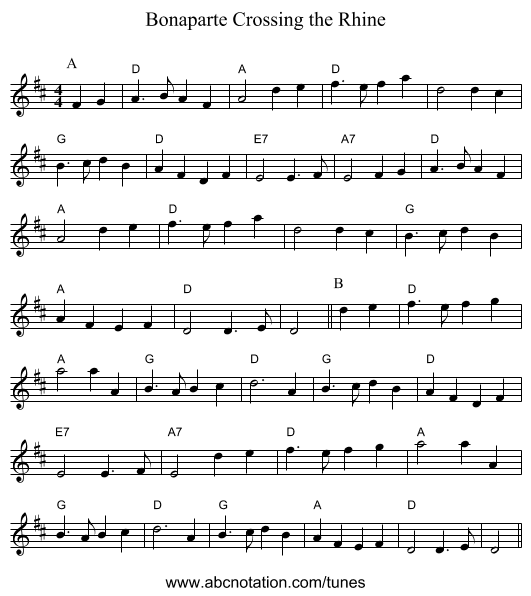 Bonaparte Crossing the Rhine - staff notation