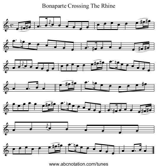 Bonaparte Crossing The Rhine - staff notation