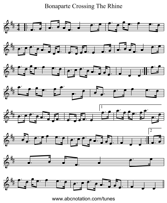 Bonaparte Crossing The Rhine - staff notation