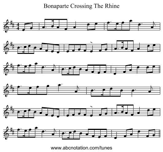 Bonaparte Crossing The Rhine - staff notation