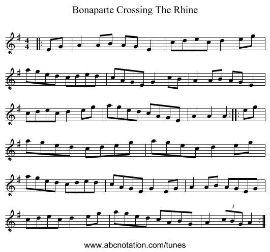Bonaparte Crossing The Rhine - staff notation