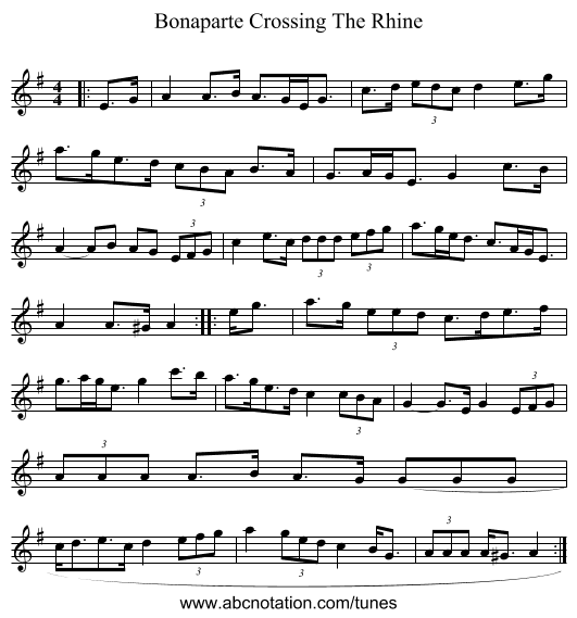 Bonaparte Crossing The Rhine - staff notation