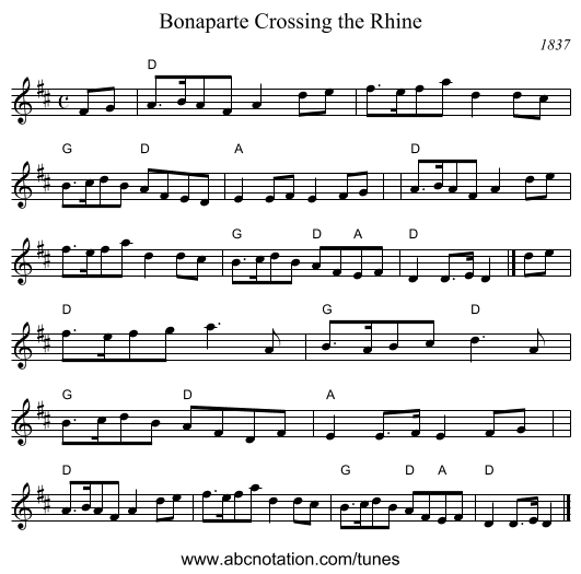 Bonaparte Crossing the Rhine - staff notation