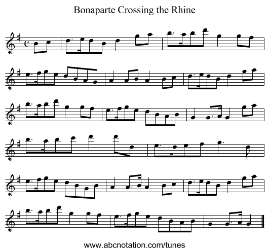 Bonaparte Crossing the Rhine - staff notation
