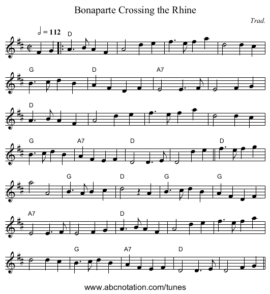 Bonaparte Crossing the Rhine - staff notation