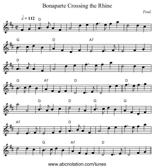 Bonaparte Crossing the Rhine - staff notation
