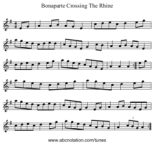 Bonaparte Crossing The Rhine - staff notation