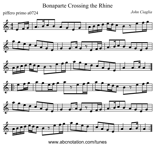 Bonaparte Crossing the Rhine - staff notation