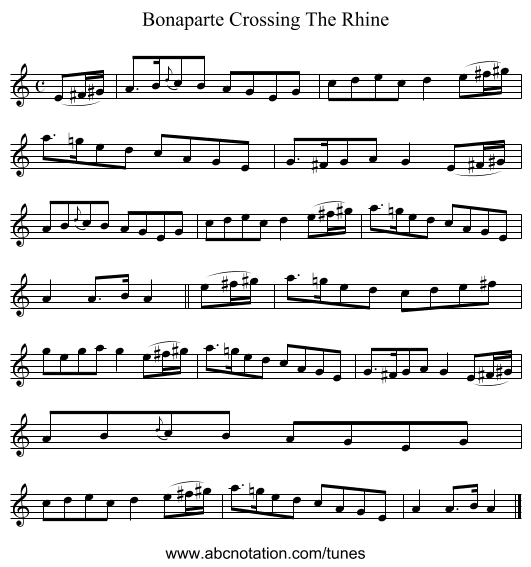 Bonaparte Crossing The Rhine - staff notation
