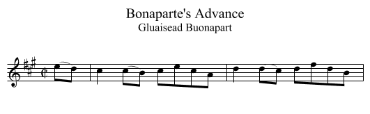 Bonaparte's Advance - staff notation