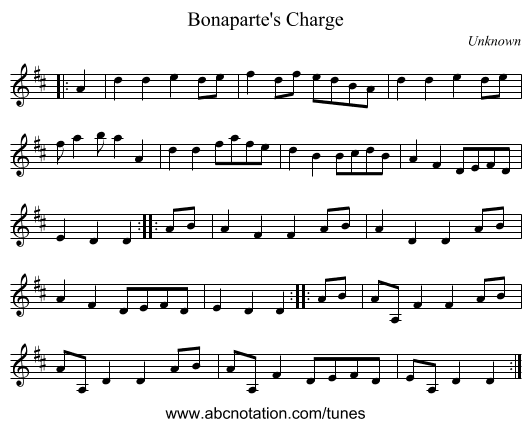 Bonaparte's Charge - staff notation