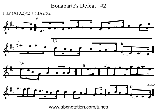 Bonaparte's Defeat #2 - staff notation