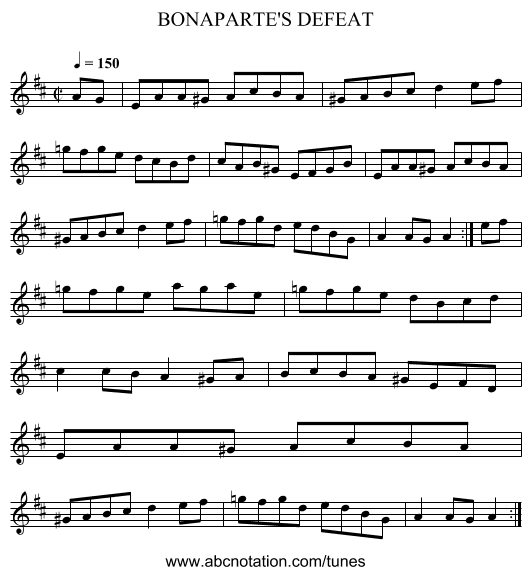 BONAPARTE'S DEFEAT - staff notation