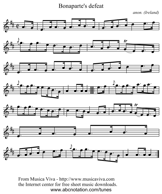 Bonaparte's defeat - staff notation