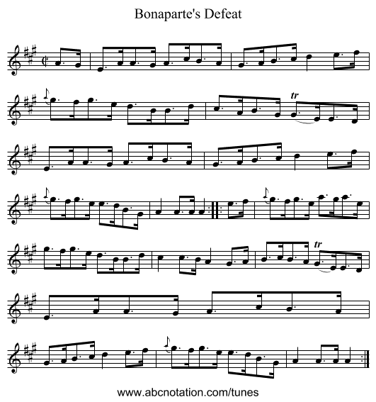Bonaparte's Defeat - staff notation