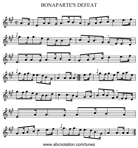 BONAPARTE'S DEFEAT - staff notation