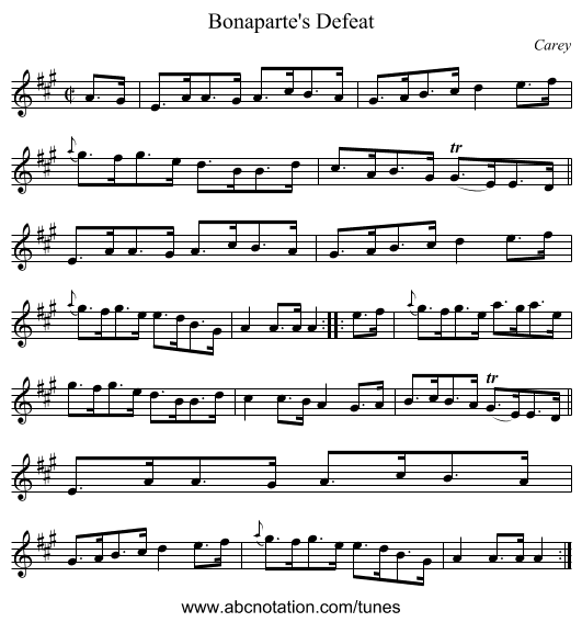 Bonaparte's Defeat - staff notation